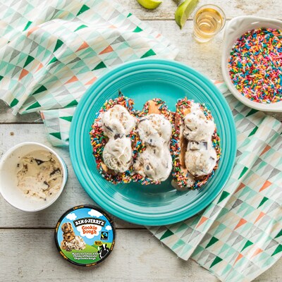 Plate of Pancake Bruch Tacos, sprinkles, and pin of ice cream