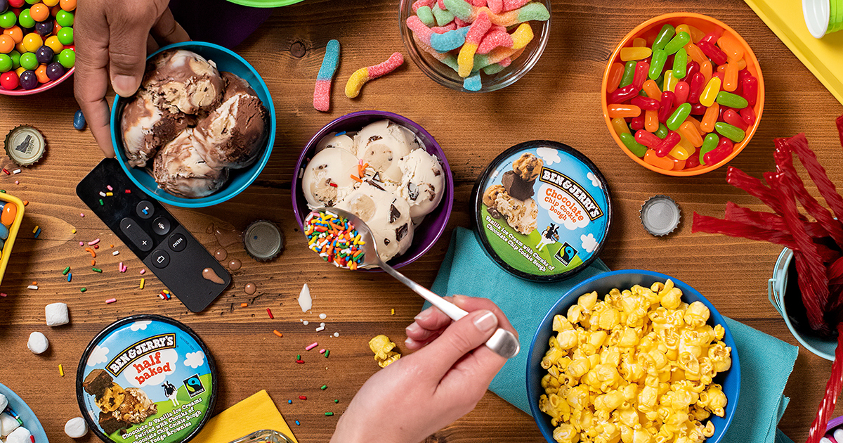 A table full of ice cream and toppings